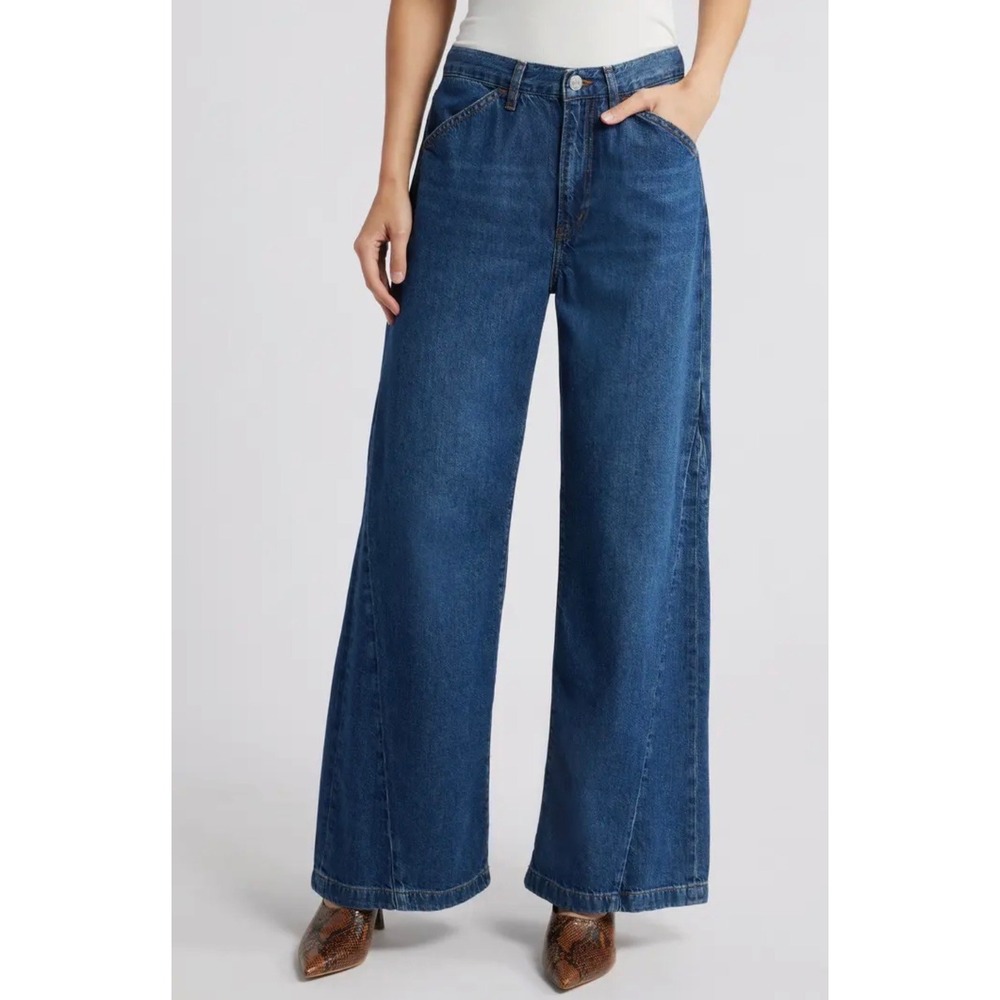 Frame Le Baggy Palazzo Wide Leg Jeans Ocean Drive Blue Women's Size 30 - Picture 9 of 11